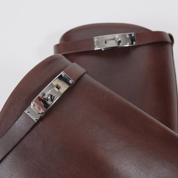 HERMES Jumping Riding Boots 38 US 8 brown leather Kelly silver buckle - Picture 4 of 10